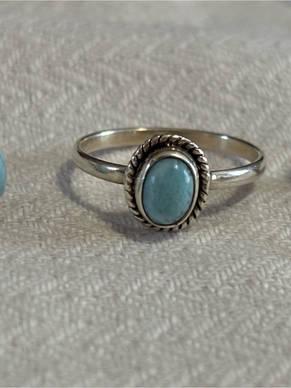 Firm price please Sterling Silver Oval Natural Gemstone Ring - size 7.